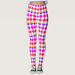 Colorful Checker Diamond Pattern Leggings