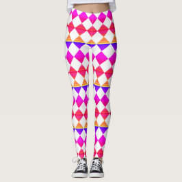 Colorful Checker Diamond Pattern Leggings