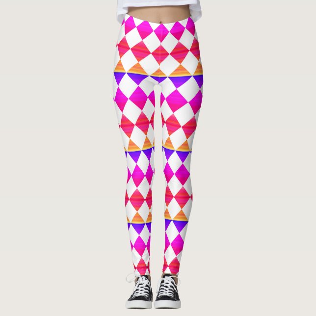 Colorful Checker Diamond Pattern Leggings (Vorderseite)