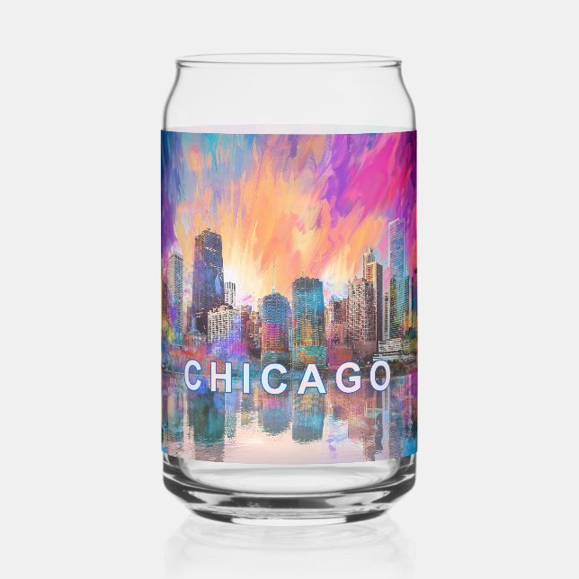 Colorful Chicago Skyline Dosenglas (Rückseite)