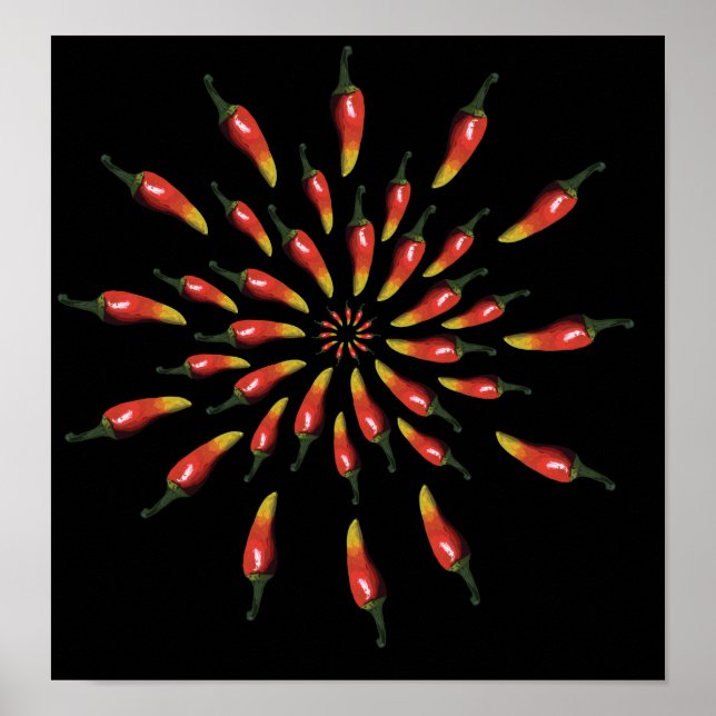 Colorful chili peppers mandala art poster (Vorne)