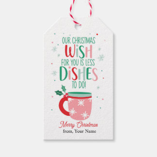 Colorful Christmas Dishes Gift Tag Geschenkanhänger