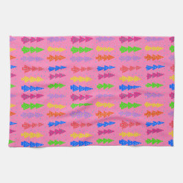 Colorful Christmas Tree Pop Art Pink Geschirrtuch