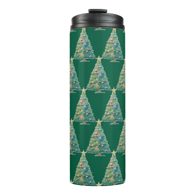 Colorful Christmas Tree Thermosbecher (Vorderseite)