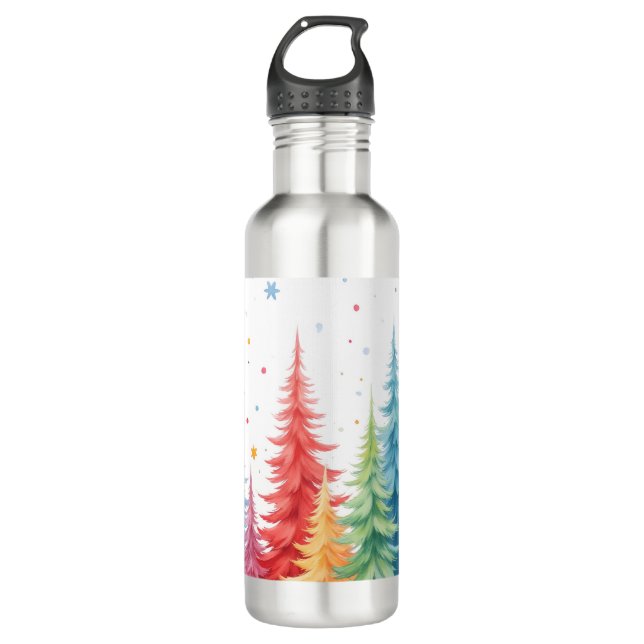 Colorful Christmas Tree Water Bottle Edelstahlflasche (Vorderseite)
