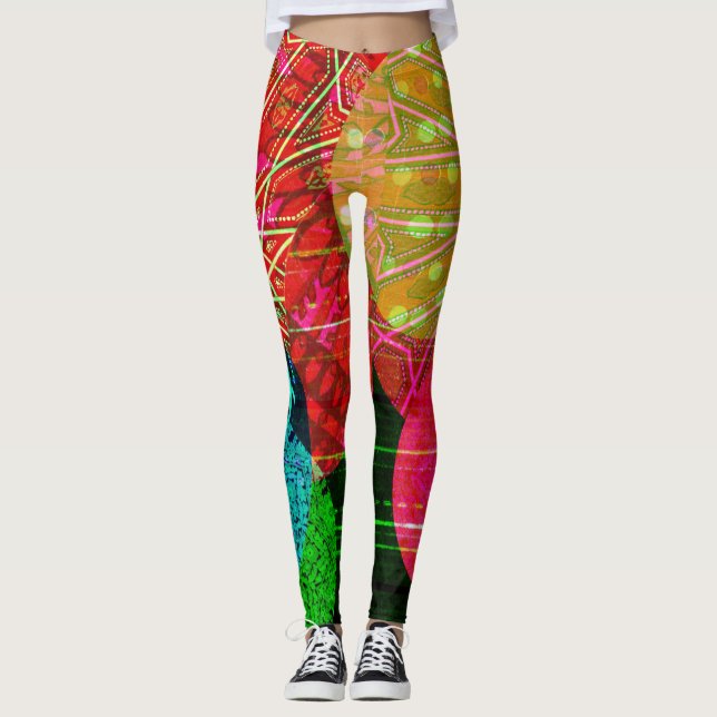 Colorful Circular Abstrait Art Leggings (Devant)