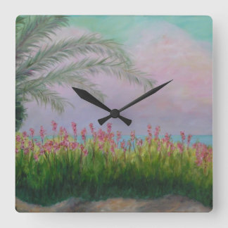 COLORFUL CLEARWATER, FLORIDA Wall Clock Quadratische Wanduhr
