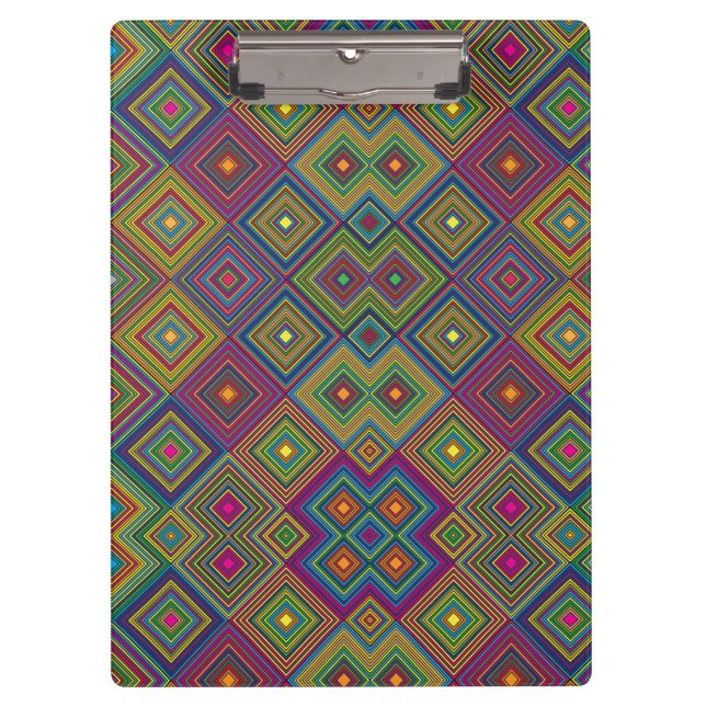 Colorful clipboard with vibrant geometric diamond  klemmbrett (Vorderseite)