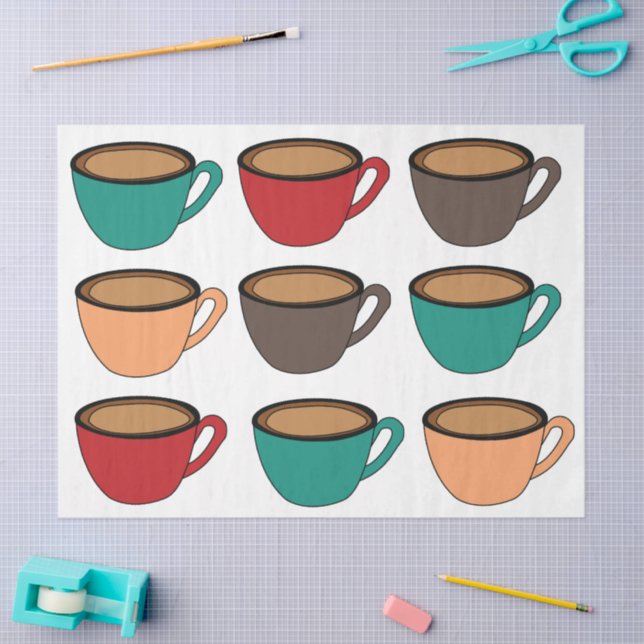 Colorful Coffee Cup Pattern Seidenpapier (Basteln)