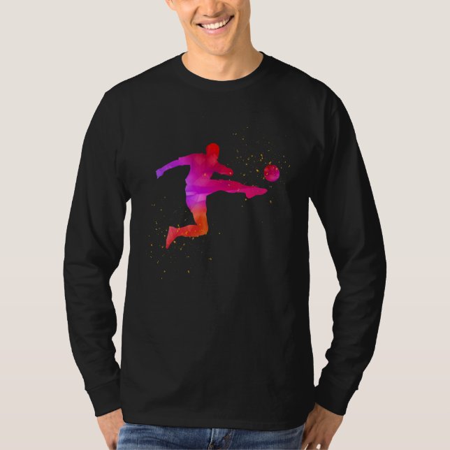 Colorful Color Splash Soccer Player Team T-Shirt (Vorderseite)