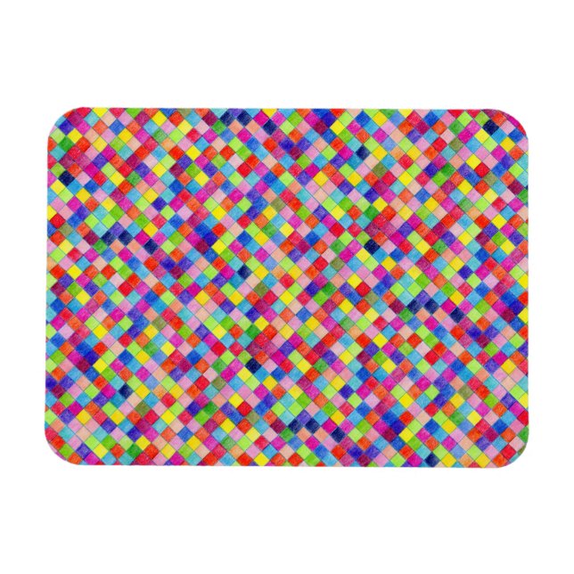 Colorful Colored In Graph Paper Squares Pattern Magnet (Horizontal)