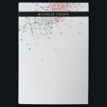Colorful Confetti Bokeh auf der Weißen Moderne Post-it Klebezettel<br><div class="desc">Koordiniert bis 1201 mit der farbenfrohen Confetti Bokeh auf der White Modern Business Card. Ein in Regenbogenfarben gehaltener Hauch von bunten Konfetti-Punkten schafft einen faszinierenden Hintergrund auf diesem personalisierten Notizblock. Ihr Name oder Firmenname ist einfach in der Mitte auf einem schwarzen Streifen gestylt. Dieses Design ist Teil einer Reihe von...</div>