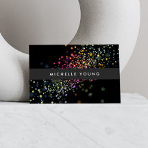 Colorful Confetti Bokeh "Black Modern"