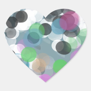 Colorful Confetti Bokeh Dots Herz-Aufkleber