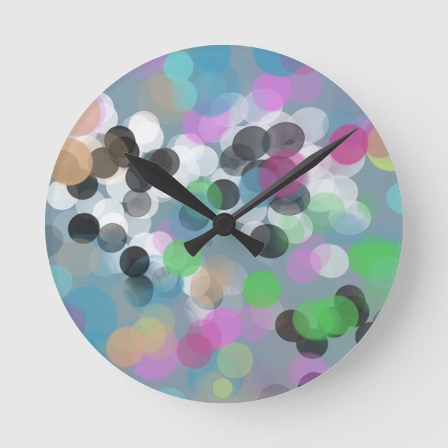 Colorful Confetti Bokeh Dots Runde Wanduhr (Vorderseite)