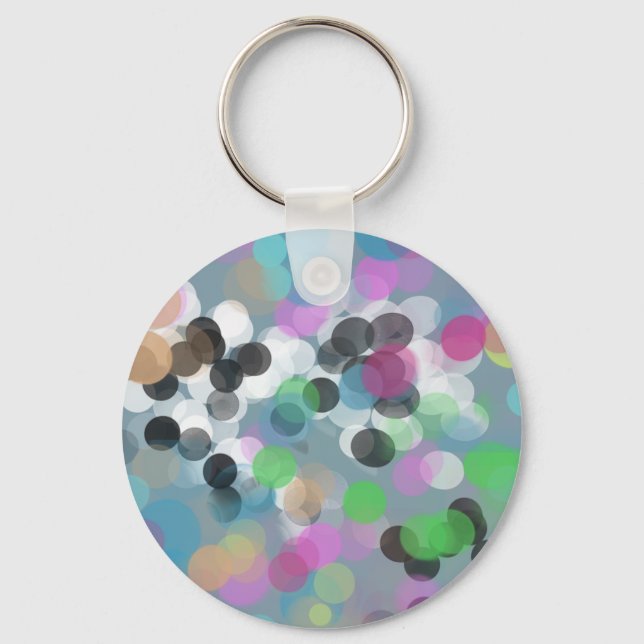 Colorful Confetti Bokeh Dots Schlüsselanhänger (Vorderseite)