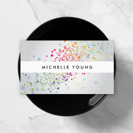 Colorful Confetti Bokeh on Gray Modern II Visitenkarte