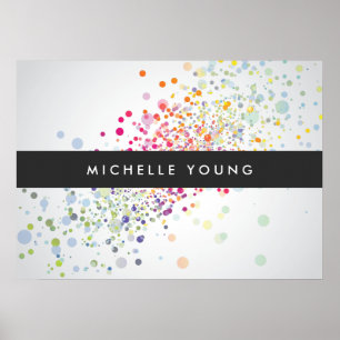 Colorful Confetti Bokeh on Gray Modern Poster