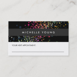Colorful Confetti Bokeh über schwarze Ernennung Terminkarte