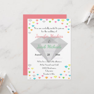 Colorful Confetti & Diamond Hochzeitseinladung Einladung