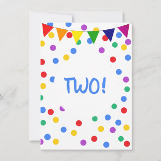 Colorful Confetti Dots 2. Geburtstag Party Kinder Einladung