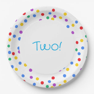 Colorful Confetti Dots 2. Geburtstag Party Pappteller
