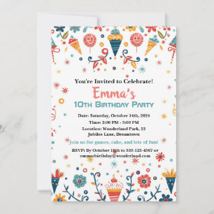 "Colorful Confetti Geburtstag Einladung