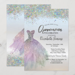 Colorful Confetti Kleid Quinceañera Einladung