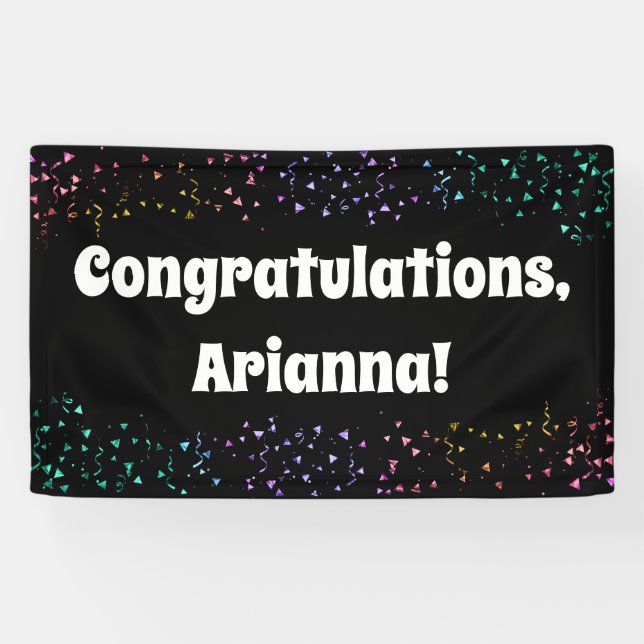Colorful Confetti - Schwarze Glückwünsche Banner (Horizontal)
