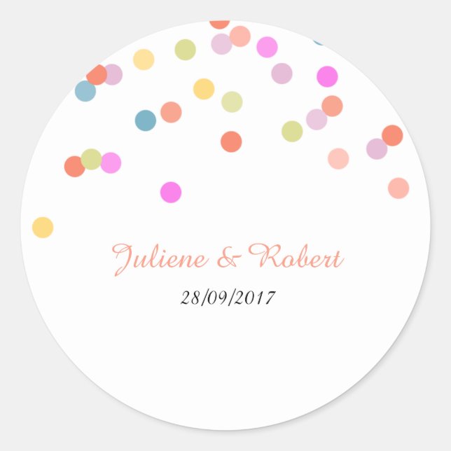 Colorful Confetti Wedding Danke Sticker (Vorderseite)