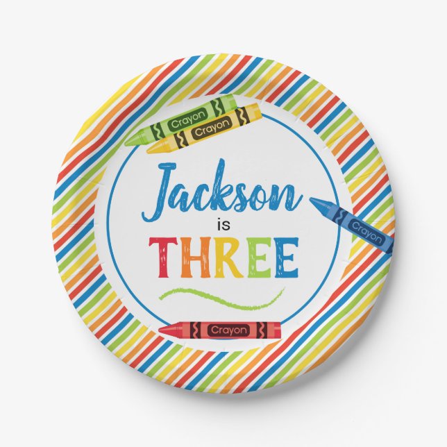 Colorful Crayon Art Party Pappteller (Vorderseite)