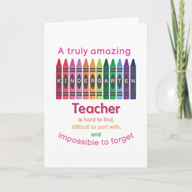 Colorful Crayon / Kindergarten Lehrerbewertung Dankeskarte (Vorderseite)