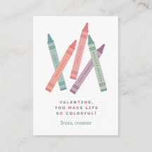 Colorful Crayons Classroom Valentine Card