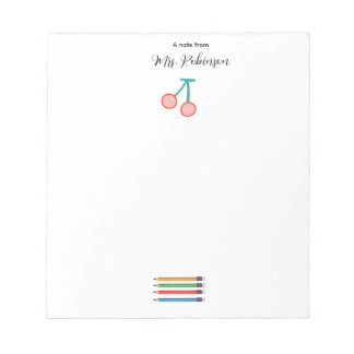 Colorful Crayons Strawberries Kindergarden Teacher Notizblock