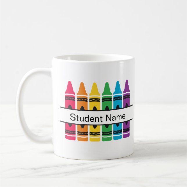 Colorful Crayons Student Name Tasse (Links)