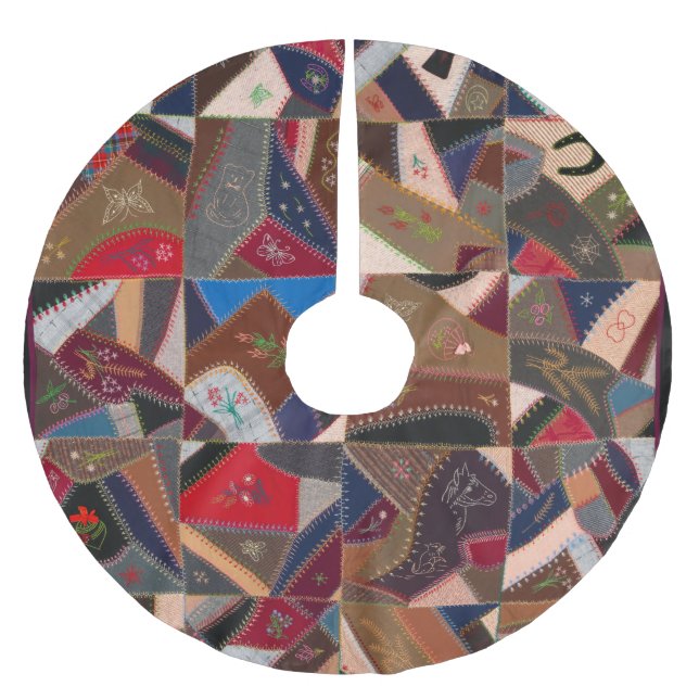 Colorful crazy quilt polyester weihnachtsbaumdecke (Vorderseite)