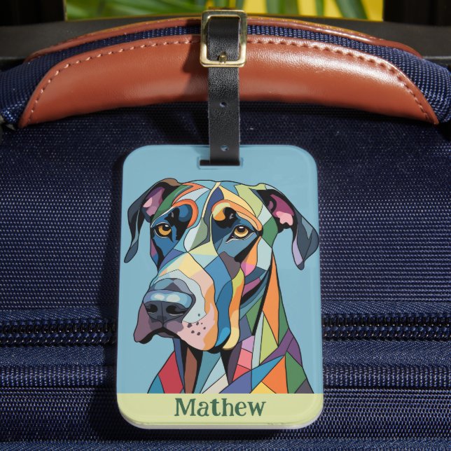 Colorful Cubist Great Dane  Gepäckanhänger (Vorderseite Insitu 2)