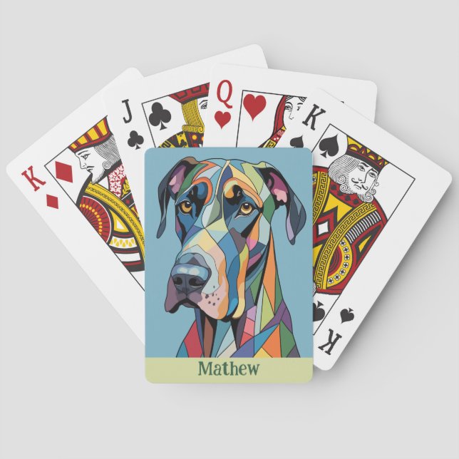 Colorful Cubist Great Dane  Spielkarten (Rückseite)
