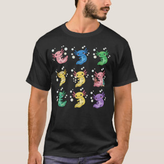 Colorful Cute Axolotl Pattern Art T-Shirt