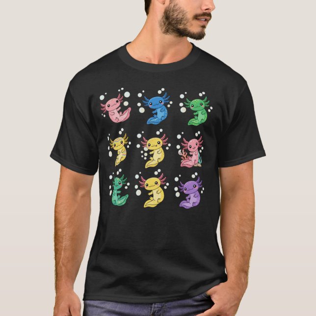 Colorful Cute Axolotl Pattern Art T-Shirt (Vorderseite)