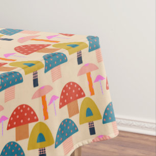 Colorful cute mushrooms  tischdecke