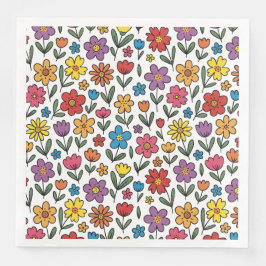 Colorful Cute Spring Flowers Napkins Serviette