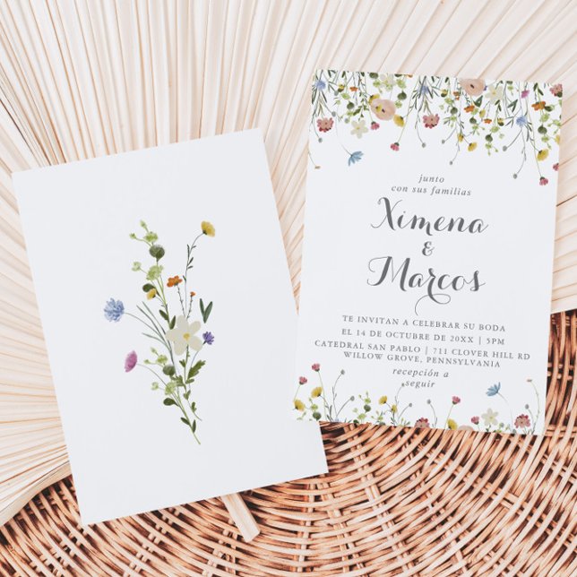 Colorful Dainty Wild Blume Boda Wedding Einladung (Von Creator hochgeladen)