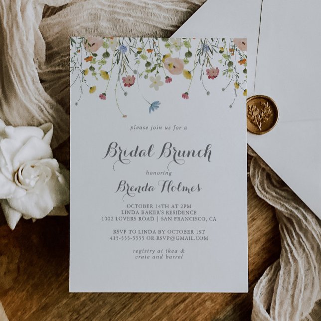 Colorful Dainty Wild Bridal Brunch Brautparty Einladung (Von Creator hochgeladen)
