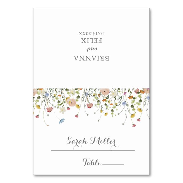 Colorful Dainty Wild Flowers Mariage Carte Place (Par défaut)