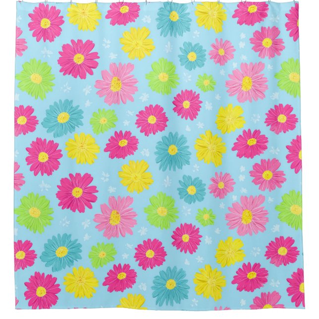 Colorful Daisies Duschvorhang (Vorderseite)