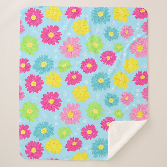 Colorful Daisies Sherpadecke (Vorderseite)