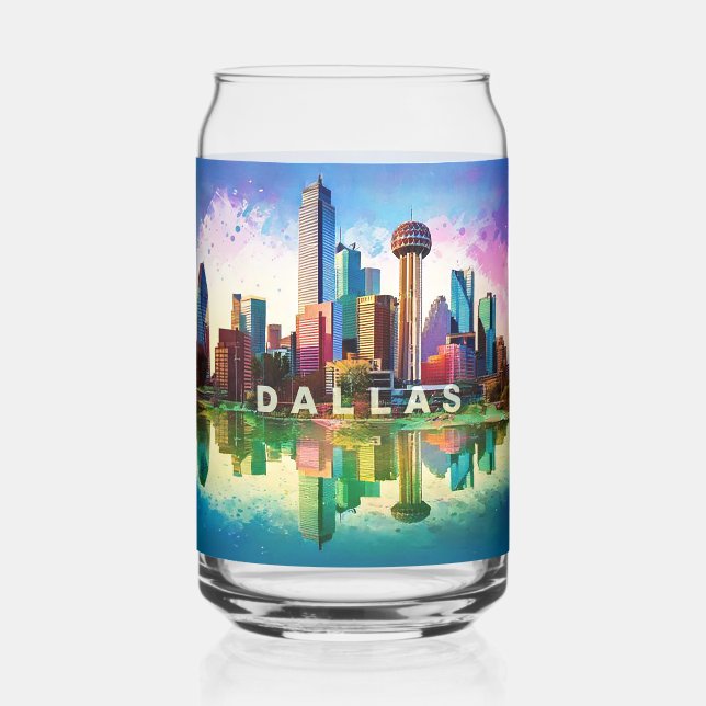 Colorful Dallas Skyline Dosenglas (Rückseite)