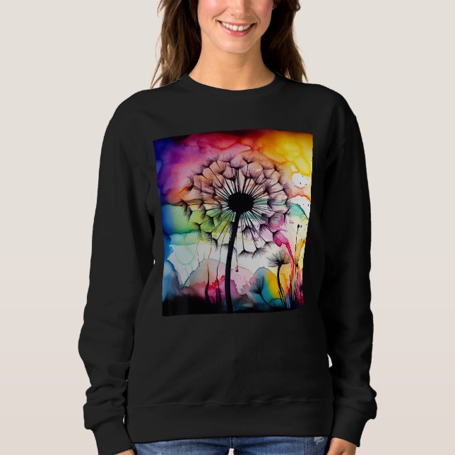 Colorful dandelion watercolor optics blowball sweatshirt (Vorderseite)