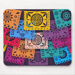 Colorful Dia de Muertos Banners   Mousepad